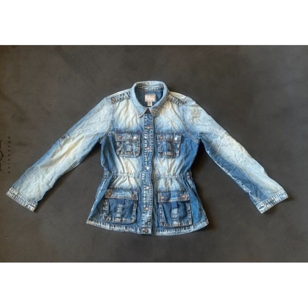 Guess Womens Classic Vintage Look Snap Front Cargo Jacket Size Small